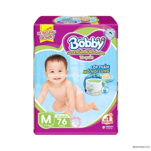 Tã Quần Bobby Size M76 Miếng Cho Bé 6 - 11Kg  Tã Quần Bobby Size M76 Miếng Cho Bé 6 - 11Kg